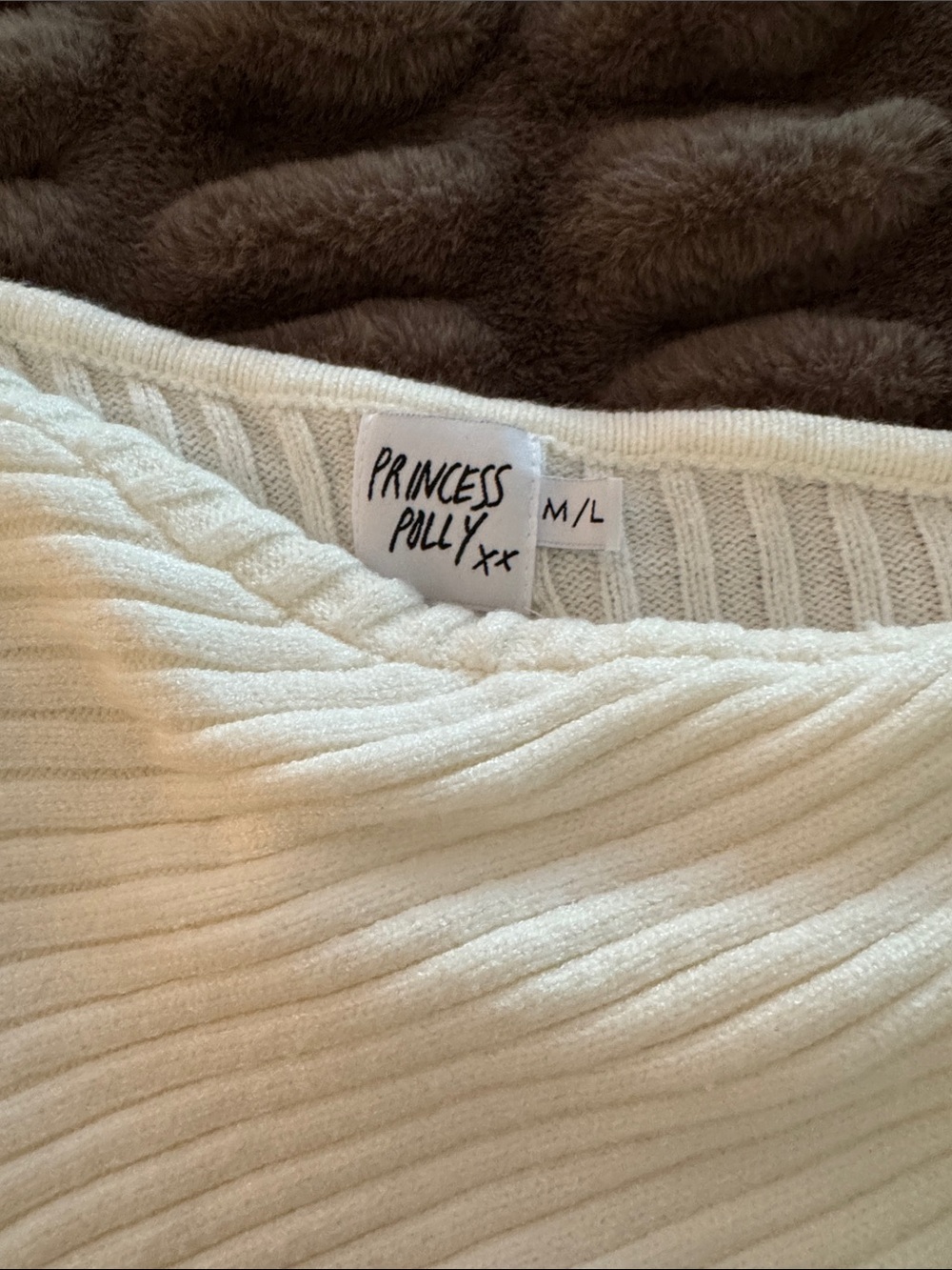Princess Polly one Off-Shoulder Ribbed Sweater white - Picture 2 of 3